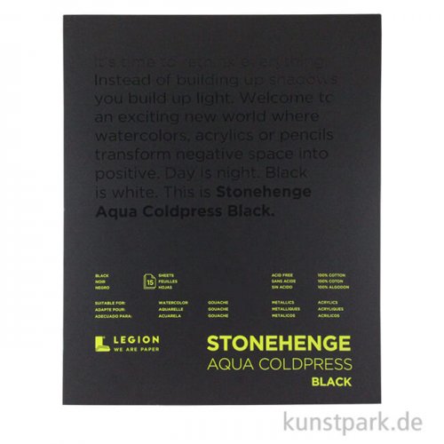 Stonehenge Aqua BLACK Textured, Aquarellblock 300g
