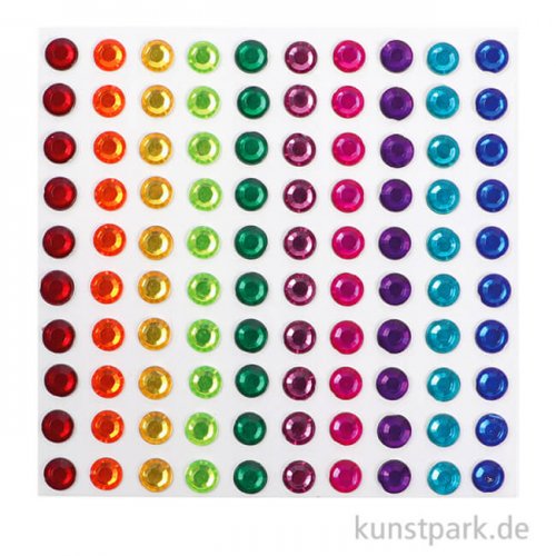 Strasssteine selbstklebend, Leuchtende Farben, 5 mm, 100 Stück