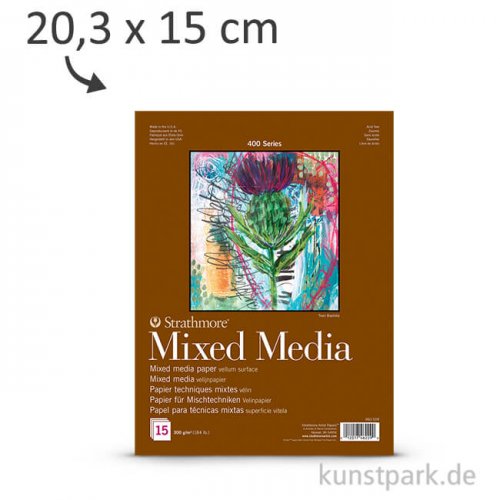 Strathmore Artist Paper 400 - Mixed Media Papier, 15 Blatt, 300g 20,3 x 15,2 cm