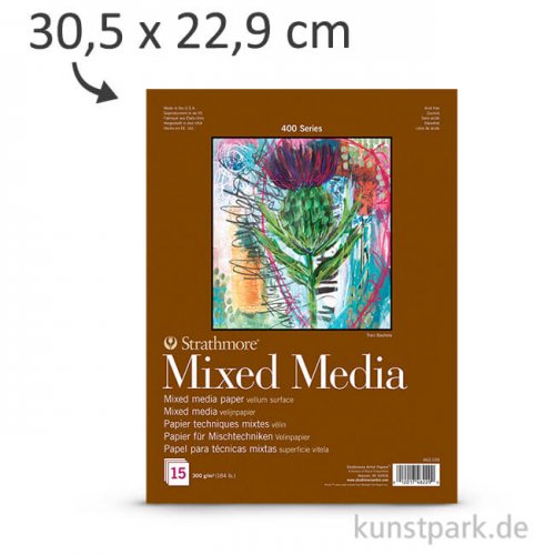 Strathmore Artist Paper 400 - Mixed Media Papier, 15 Blatt, 300g 30,5 x 22,9 cm