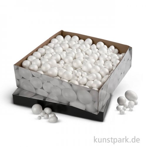 Styropor - Kugeln und Eier, Größe 1,5-6,1 cm, 550 sortiert
