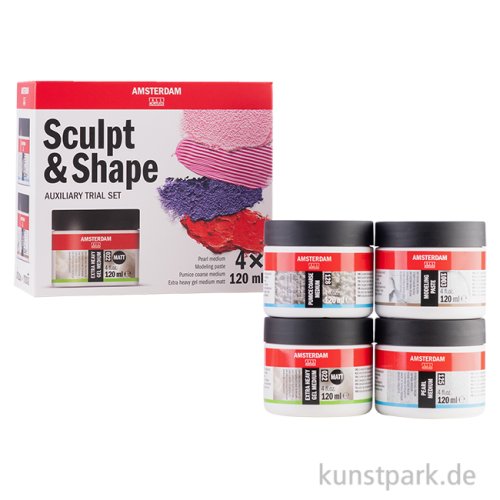 Talens AMSTERDAM Malmittel Set, Sculpt + Shape, Modellieren, 4x 120 ml