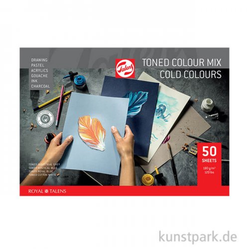Talens Toned Mixed Media Papier - Kalt Mix, 50 Blatt, 180 g DIN A4
