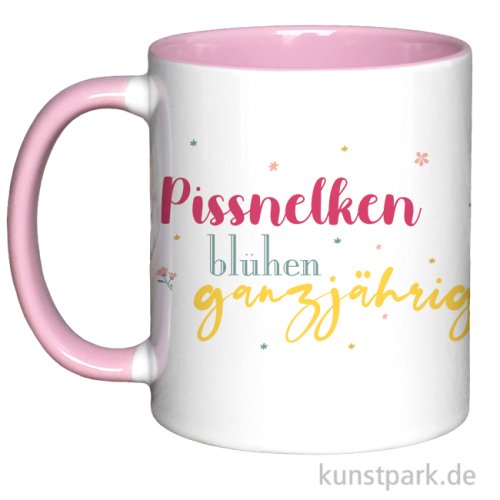 Tasse, Rosa, Bedruckt, Design, Pissnelke