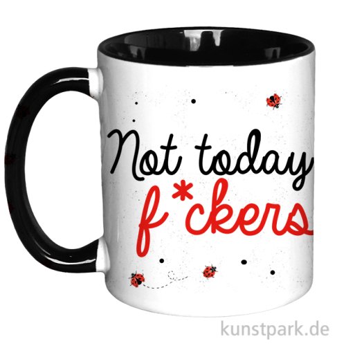 Tasse, Schwarz, Bedruckt, Design, Not today