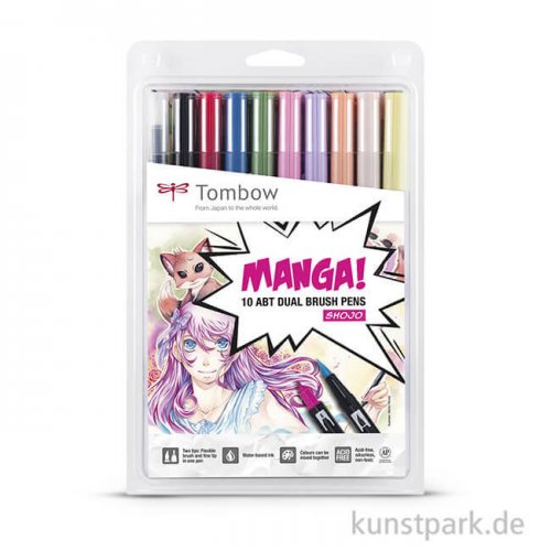 Tombow Dual Brush Pen - Manga-Set Shojo, 10-teilig
