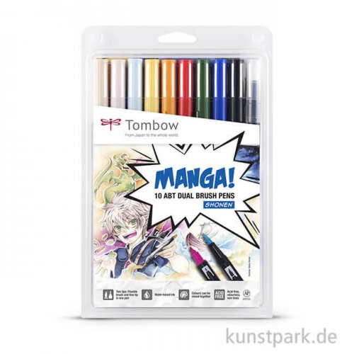 Tombow Dual Brush Pen - Manga-Set Shonen, 10-teilig