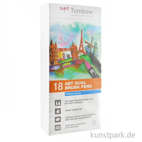 Tombow Dual Brush Pen - Set 18 Grundfarben