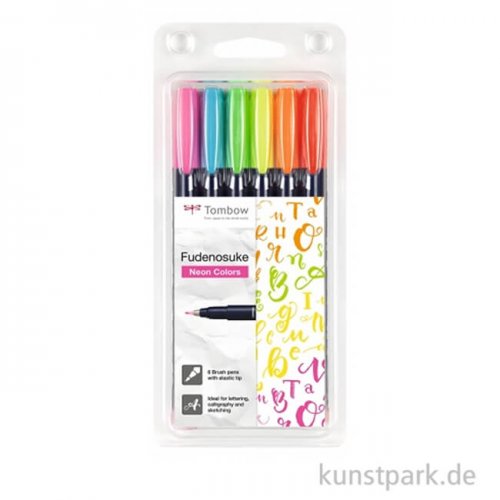 Tombow Fudenosuke Brush Pen - 6er Set Neon Farben