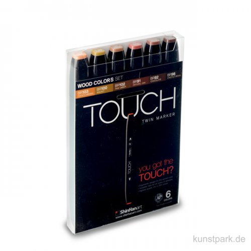 TOUCH Twin Marker Set 6er - Wood Colors