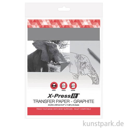 transotype X-Press It Transferpapier Graphit, bedruckbar, 20 Blatt, A4
