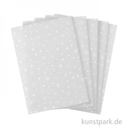 Transparentpapier White Line Glitter - Sterne, DIN A4, 5 Blatt, 180g