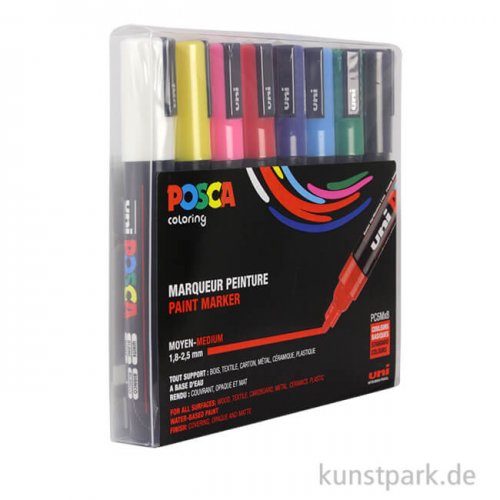 POSCA Marker Set PC-5M, medium 1,8-2,5 mm, 8 Standardfarben