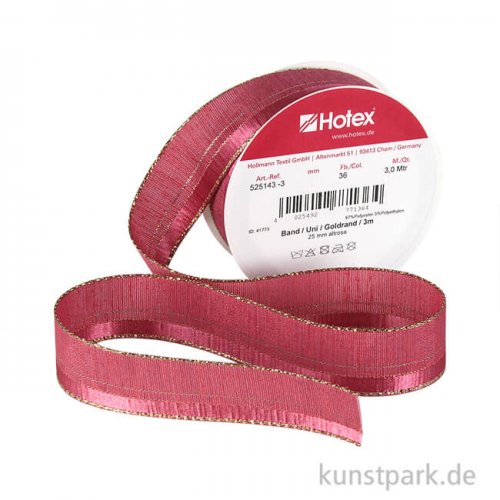 Uniband - Dekoband mit Goldrand - 25 mm x 3 m Altrosa