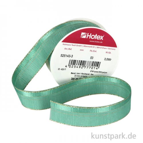 Uniband - Dekoband mit Goldrand - 25 mm x 3 m Mintgrün
