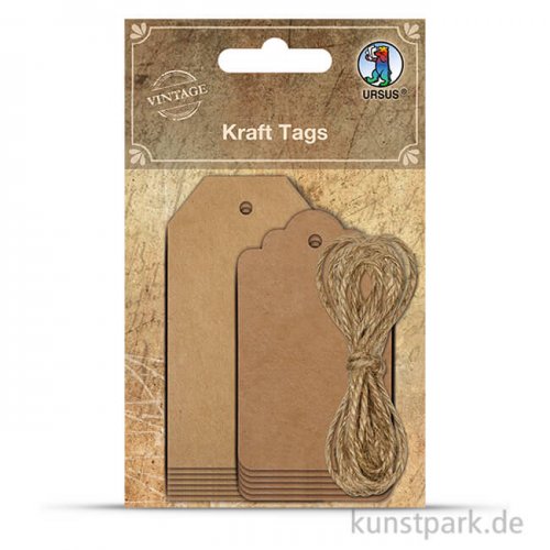 Vintage Anhänger - Tag aus Kraftpapier, 12 Stück