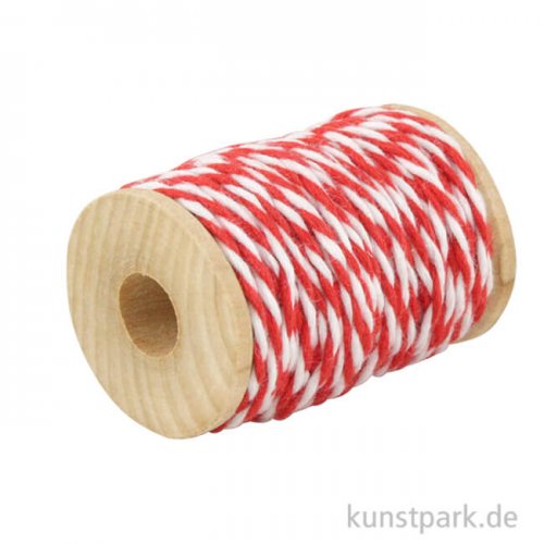 Vintage Baumwollgarn auf Holzspule 10 m 10 m | Rot-Weiß