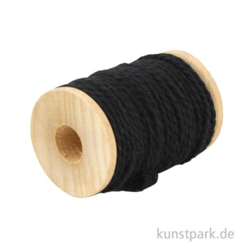 Vintage Baumwollgarn auf Holzspule 10 m 10 m | Schwarz