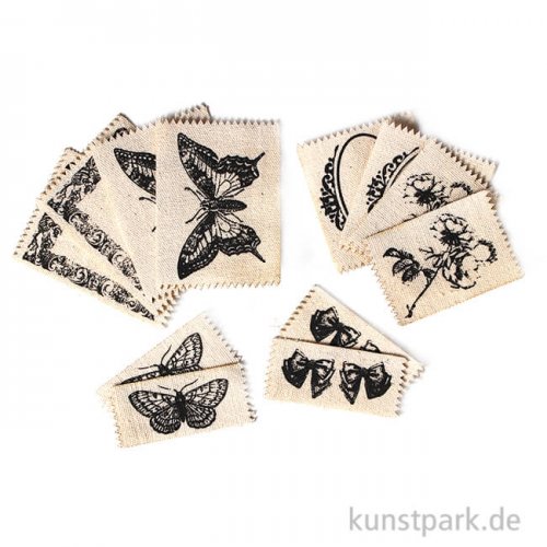 Vintage Canvas Label - Natur, 12 Stück sortiert
