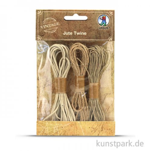 Vintage Jute Kordel 3er Set, 3 - 10 m
