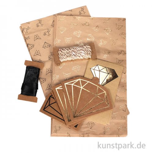 Vintage Kraft Gift Bag Set mit umfangreichem Zubehör