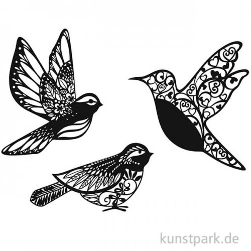 Vintage Laser Dekoration - Vogel, 3 Stück sortiert