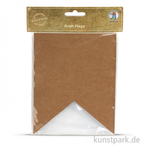 Vintage Papierfähnchen - Gross aus Kraftpapier, 12 Stück