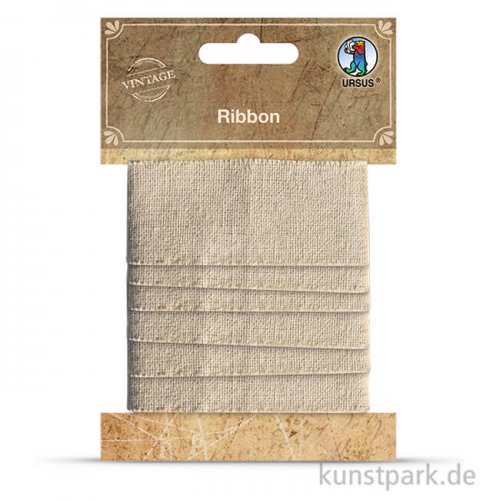 Vintage Stoffband - Natur dunkel, 3 cm x 1 m
