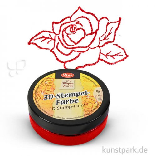 Viva Decor 3D-Stempelfarbe 50 ml | Karminrot-Metallic