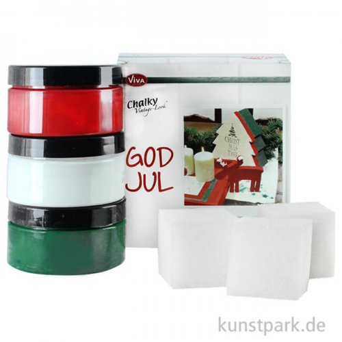 Viva Decor Chalky Vintage-Look God Jul Edition, 3 Farben & Zubehör