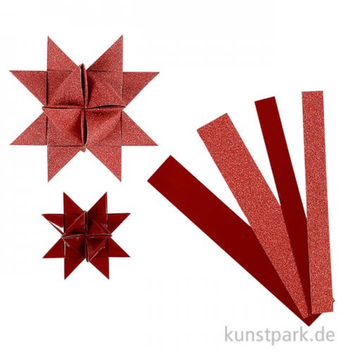 Vivi Gade Flechtstreifen mit Glitzer- und Lackoberfläche - Rot, 40 Stück sortiert