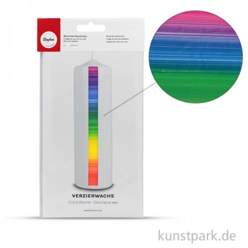 Wachsfolie - Regenbogen Querstreifen, 20x10 cm, 1 Stück