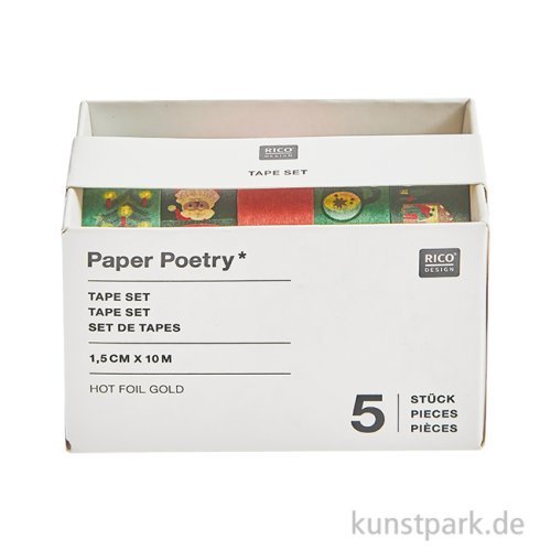 Washi Tape Set - Weihnachtsmarkt, Classic, 15 mm, 5 Stück, je 10 m
