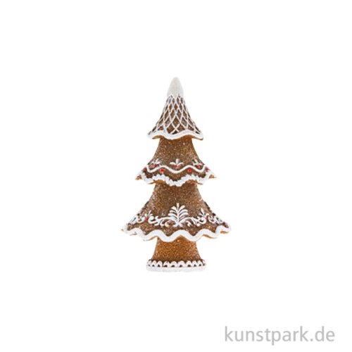 Weihnachtsbaum, Keramik, Lebkuchen, Braun-Weiß, 6,1 x 4,6 x 11 cm