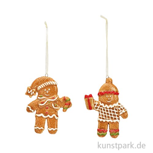 Weihnachtshänger Lebkuchen, Porzellan, Braun, Sortiert, 7 x 10 x 1 cm