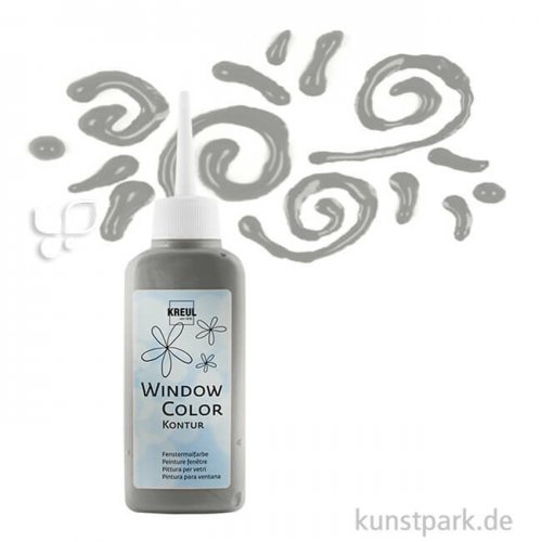 KREUL Window Color Glas Design - Konturenfarbe 80 ml Einzelfarbe | Grau