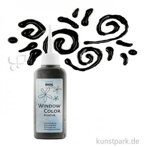 KREUL Window Color Glas Design - Konturenfarbe 80 ml Einzelfarbe | Schwarz