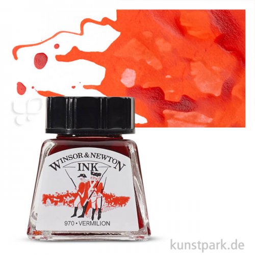 Winsor & Newton Drawing Ink, 14 ml Einzelfarbe | Zinnober