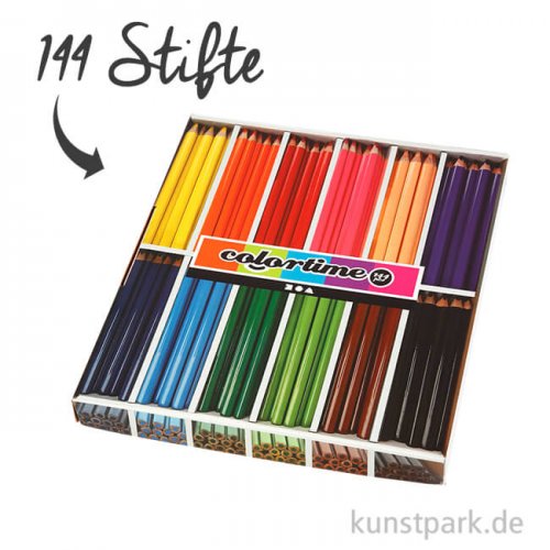 XXL Set - Colortime Buntstifte Basisfarben - 144 Jumbo Stifte in Box