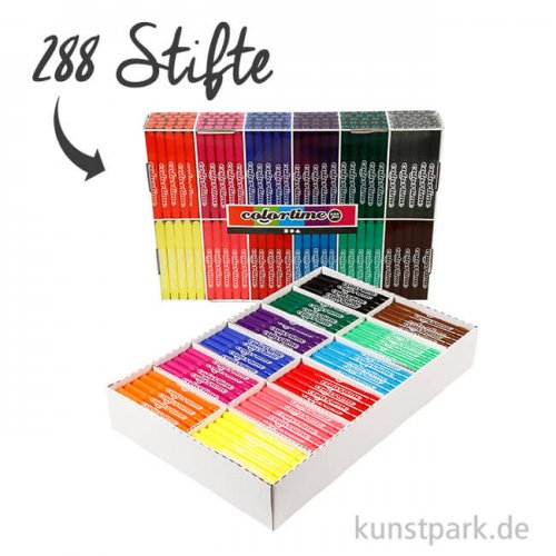 XXL Set - Colortime Fasermaler Basisfarben - 288 Stifte in der Displaybox