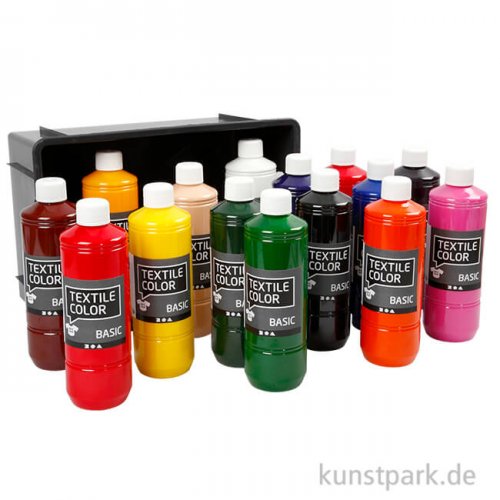 XXL Set - Textile Color Basisfarben, 15 x 500 ml, in Kunststoffbox