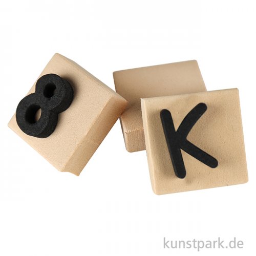 Schaumstoff-Stempel - Buchstaben & Zahlen, 3x3 cm, 41 Stück sortiert
