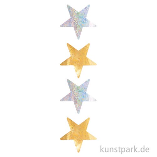 Sticker - Sterne, Gold-Silber, Holographisch, 120 Aufkleber