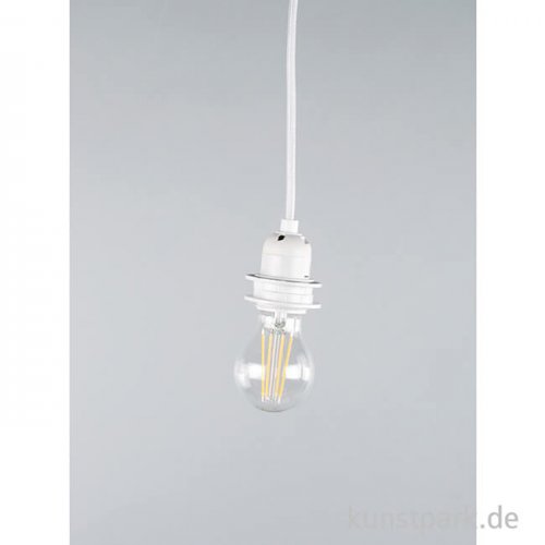Lampenfassung mit Schalter - E27 Fassung, Weiß, 180 cm