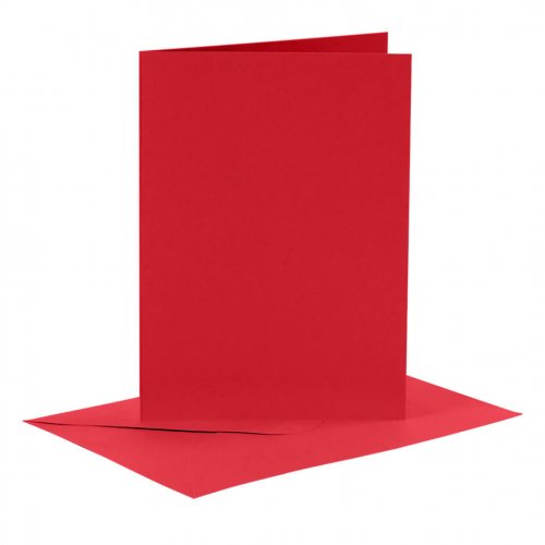 Karten und Kuverts, 6 Sets 15 x 10.5 cm | Rot