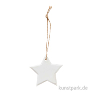 Anhänger Stern, Weiß, Porzellan, 7,5 cm 