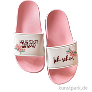 Badelatschen, Rosa-Weiß, Bedruckt, Design, Heute schon genervt 