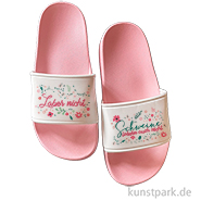 Badelatschen, Rosa-Weiß, Bedruckt, Design, Laber nicht 