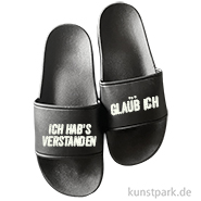 Badelatschen, Schwarz, Bedruckt, Design, Ich hab's verstanden 