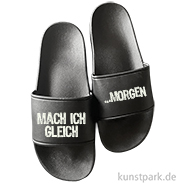 Badelatschen, Schwarz, Bedruckt, Design, Mach ich gleich 